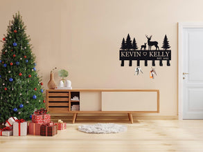 Personalized Deer Key Holder with Pine Trees