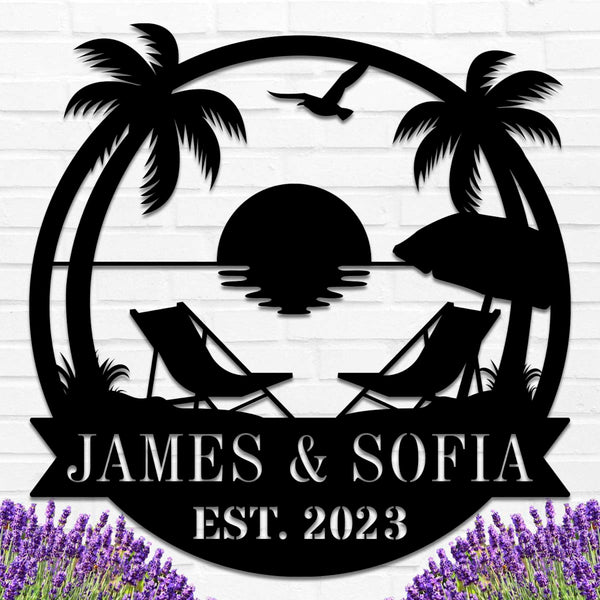 Personalized Beach Paradise Metal Sign
