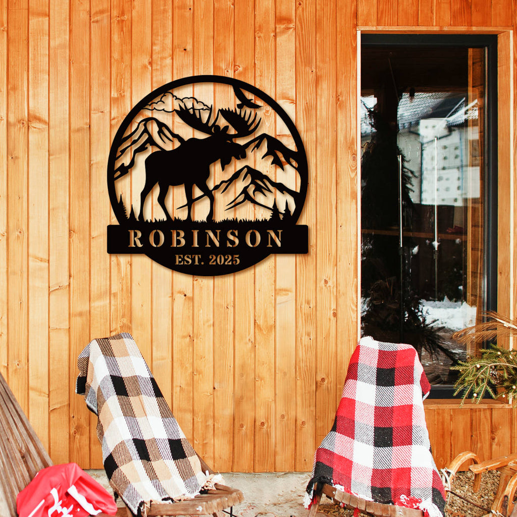 Custom Moose Metal Sign – Personalized Cabin & Lodge Wall Decor – ENFODREAM