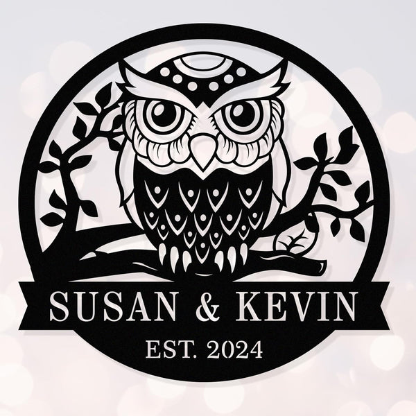 Personalized Owl Metal Sign