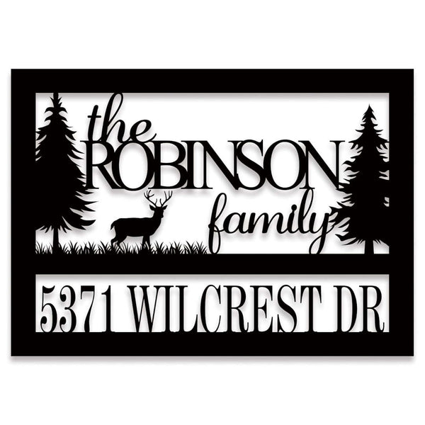 Custom Deer Family Address Sign