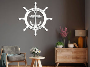 Ship Wheel Iron Anchor Sign